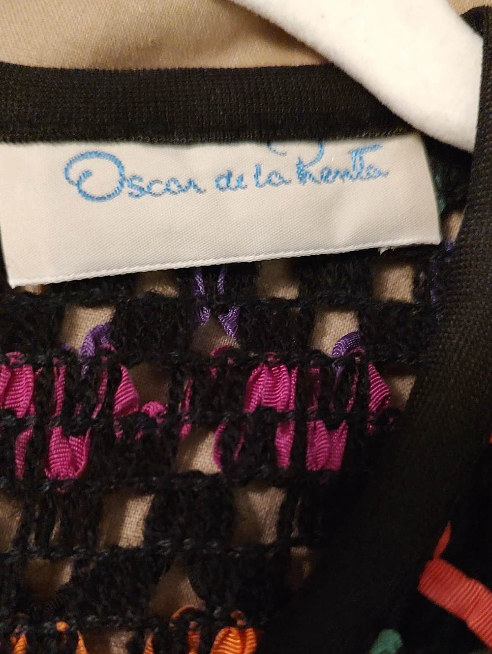 Oscar de la Renta Rare Vintage RainbowRibbon Crochet Cardigan Sweater/Duster 2X